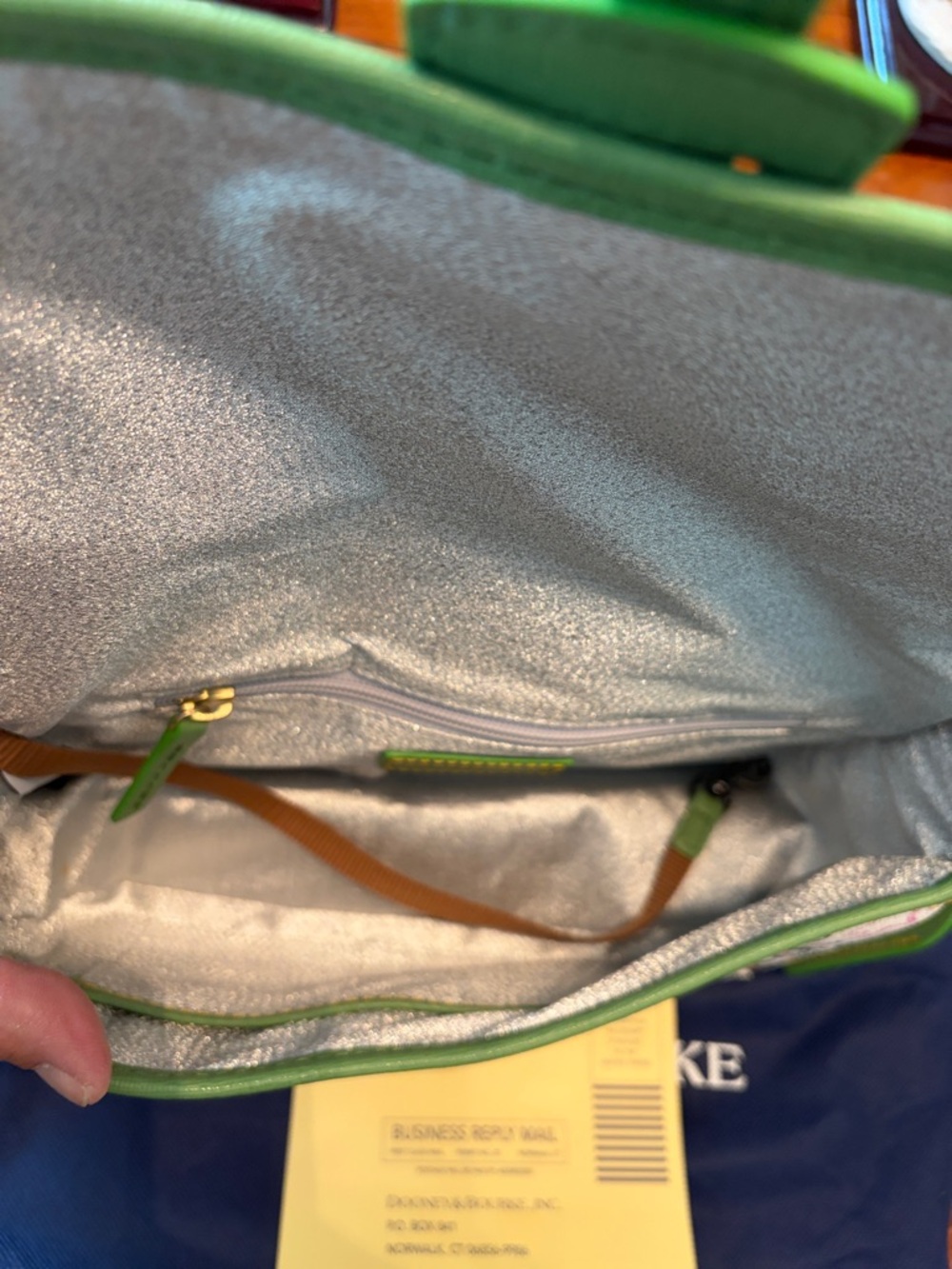 Dooney & Bourke White Multicolor Disney Character Shoulder Bag with Green Trim - Picture 8 of 16